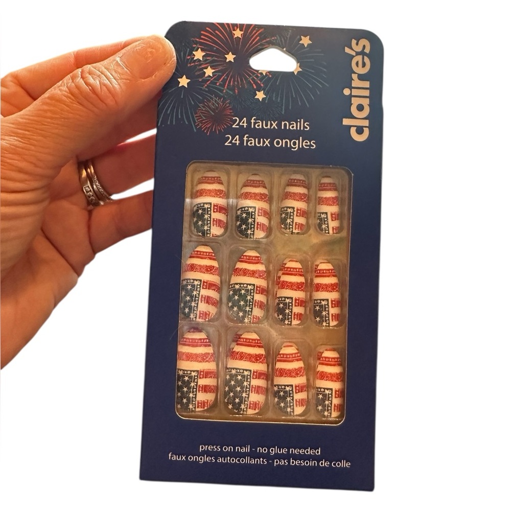Claire’s Patriotic Red White and Blue Press on Nails